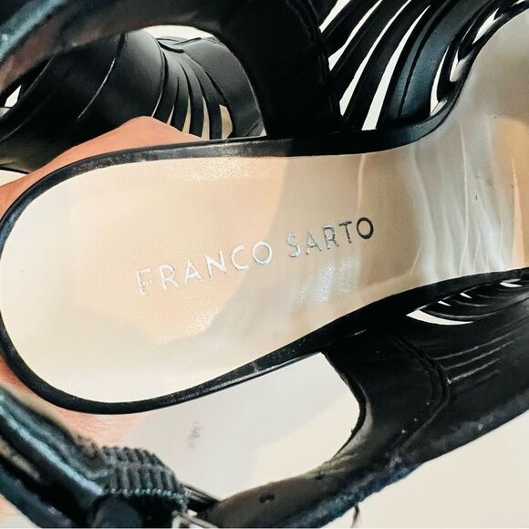 Franco Sarto Women's Meggie Black Heeled Strappy Sandals Sz. 10 M Leather Upper - Picture 6 of 12